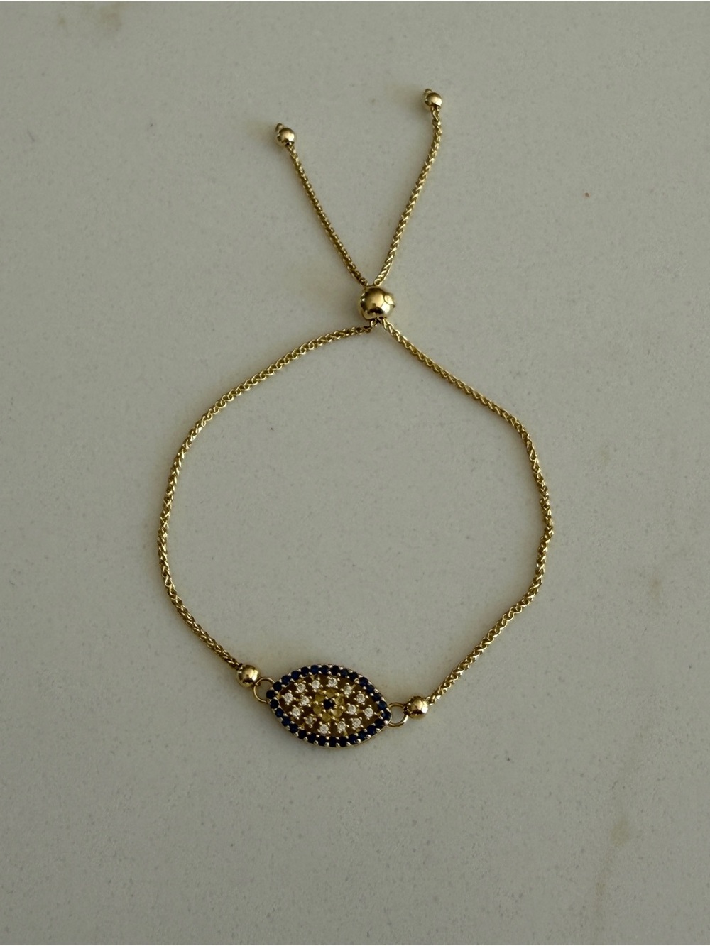 CZ Multicolor Evil Eye Bracelet 14K gold Adjustable Bolo Bracelet